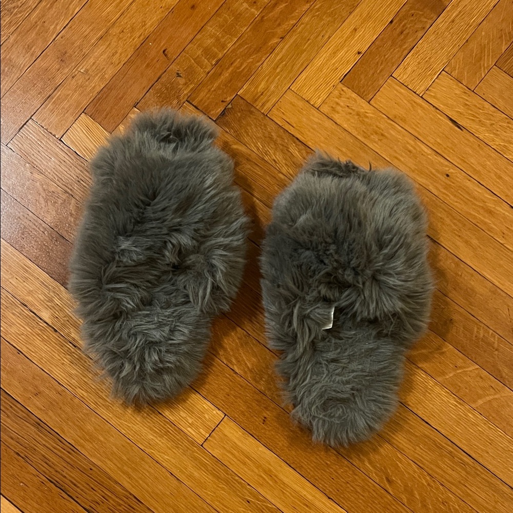 Gray Fuzzy Slippers
